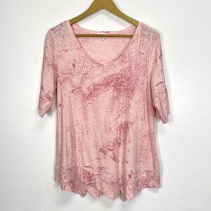Habitat Pink Asymmetrical Hem V Neck Short Sleeve Top
